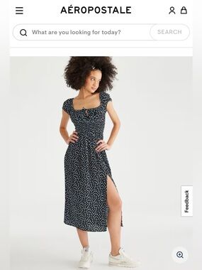 NWOT Aeropostale Black Midi Dress with White Floral Print Size S